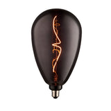 4W E27 LED filament wisp bulb in smoked glass with a spiral warm white filament and E27 screw cap, shown on a plain white background.