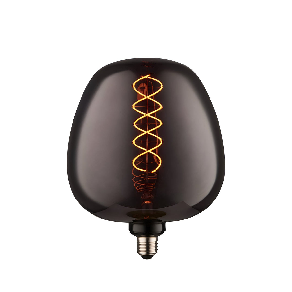 Endon 4W E27 LED filament helix bulb with smoked glass and warm white double-helix filament, shown on a plain white background.