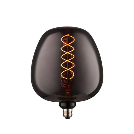 Endon 4W E27 LED filament helix bulb with smoked glass and warm white double-helix filament, shown on a plain white background.