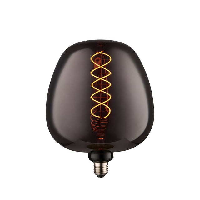 Endon 4W E27 LED filament helix bulb with smoked glass and warm white double-helix filament, shown on a plain white background.