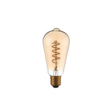Endon 4W E27 LED filament twist bulb with amber tinted pear-shaped glass, spiral filament, and brass screw cap, shown on a plain white background.