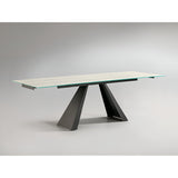 Alai 6-8 Seater Glass & Metal Extendable Dining Table – Black & White