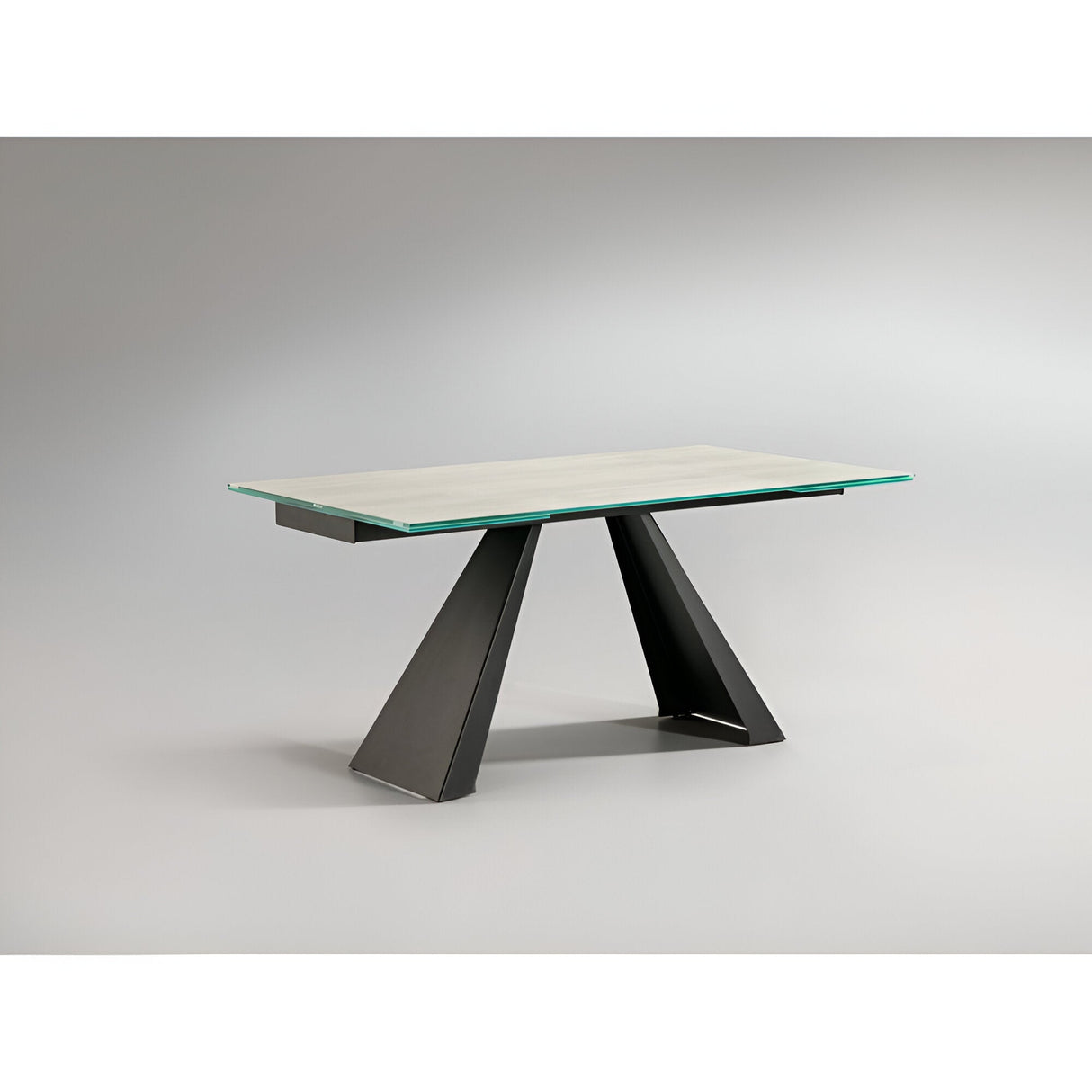 Alai 6-8 Seater Glass & Metal Extendable Dining Table – Black & White