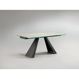 Alai 6-8 Seater Glass & Metal Extendable Dining Table – Black & White