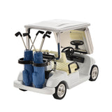 Miniature Golf Caddy Metal Mantel Clock with Clubs - White