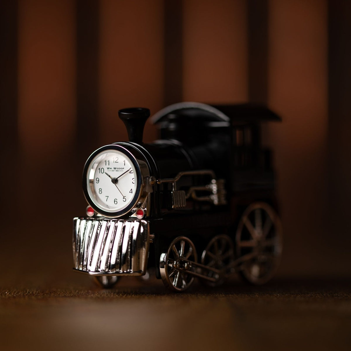 Miniature Steam Train Quartz Metal Mantel Clock - Black