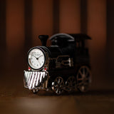 Miniature Steam Train Quartz Metal Mantel Clock - Black