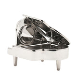 Miniature Grand Piano Shiny Metal Mantel Clock - Silver