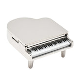 Miniature Grand Piano Shiny Metal Mantel Clock - Silver