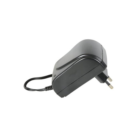 Mercury DC1512EU 15Vdc 1200mA EU power supply with black casing, two-pin European mains plug, and attached DC output cable, on a plain white background.