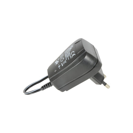Mercury DC0605EU 6Vdc 500mA EU power supply adapter in black with two-pin plug and attached DC barrel connector cable on a white background.