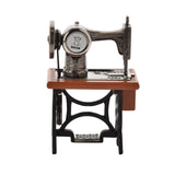 Miniature Sewing Machine Metal Mantel Clock - Silver & Black