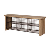 Abha Reclaimed Wood & Iron Storage Bench - Natural