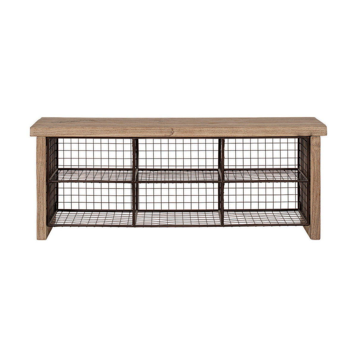 Abha Reclaimed Wood & Iron Storage Bench - Natural