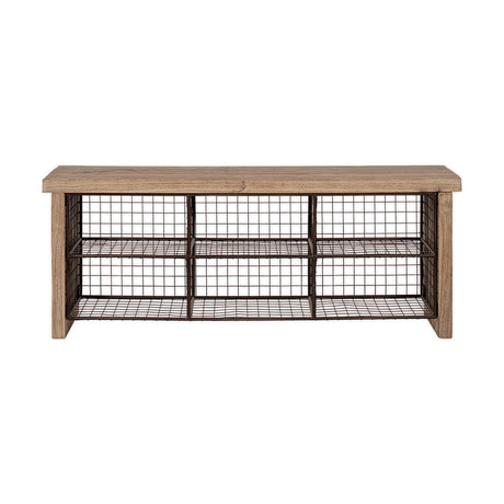 Abha Reclaimed Wood & Iron Storage Bench - Natural