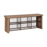 Abha Reclaimed Wood & Iron Storage Bench - Natural