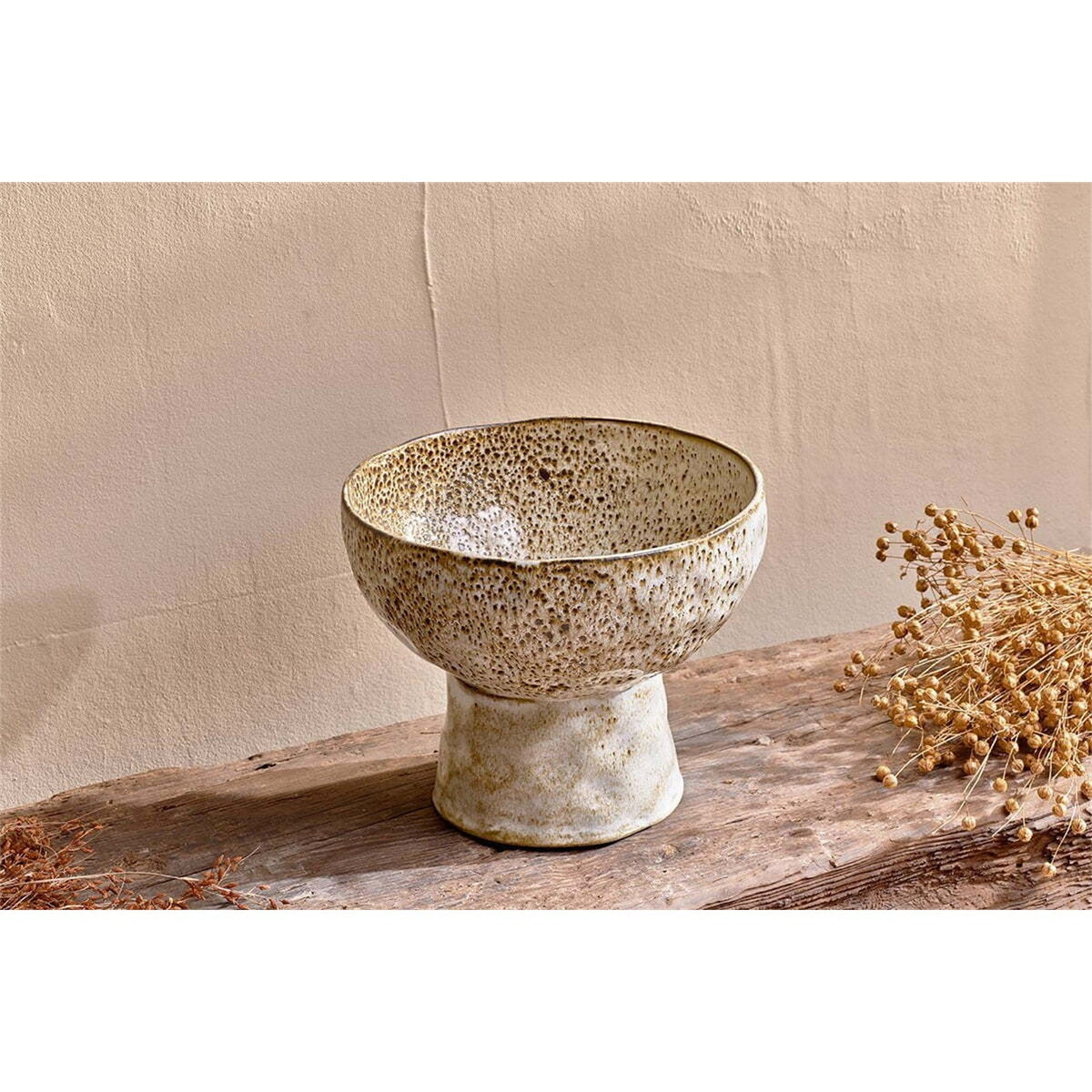Anjuna Small Footed Reactive Glaze Bowl - White