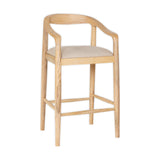 Anbu Mango Wood Upholstered Counter Stool - Natural