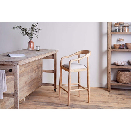 Anbu Mango Wood Upholstered Counter Stool - Natural