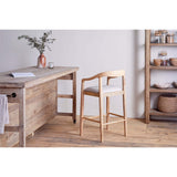 Anbu Mango Wood Upholstered Counter Stool - Natural