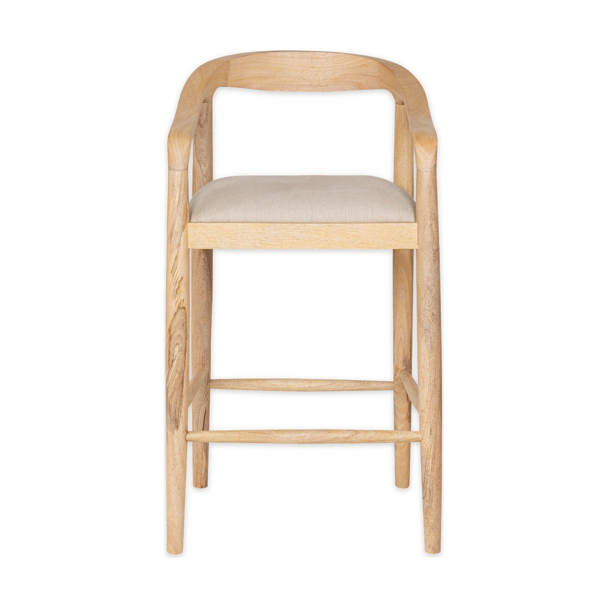 Anbu Mango Wood Upholstered Counter Stool - Natural