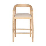 Anbu Mango Wood Upholstered Counter Stool - Natural