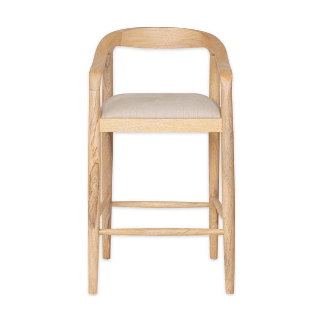 Anbu Mango Wood Upholstered Counter Stool - Natural