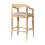 Anbu Mango Wood Upholstered Counter Stool - Natural
