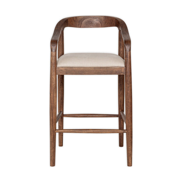 Anbu Acacia Upholstered Counter Stool - Washed Walnut