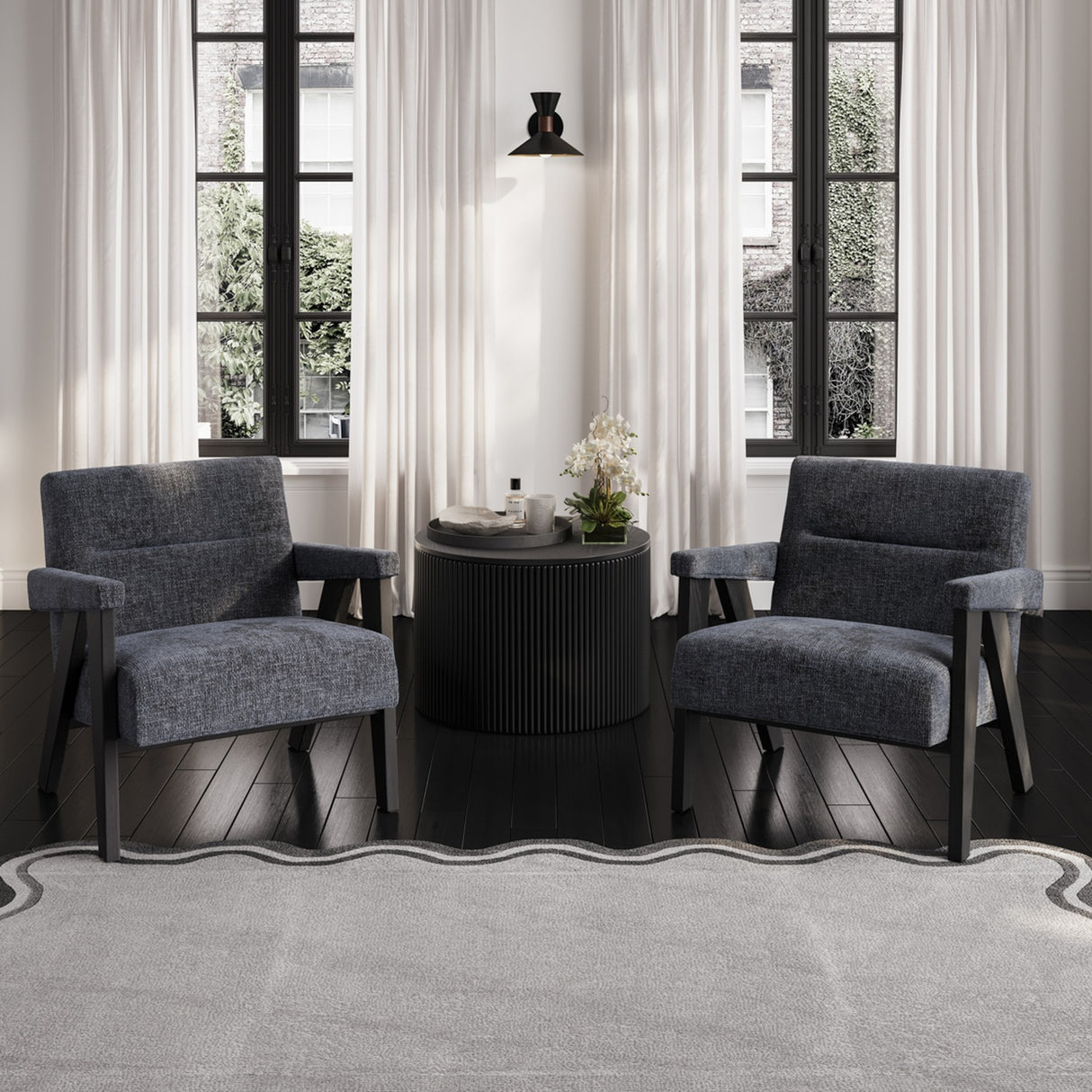 Abel Accent Chair - Coal with Black