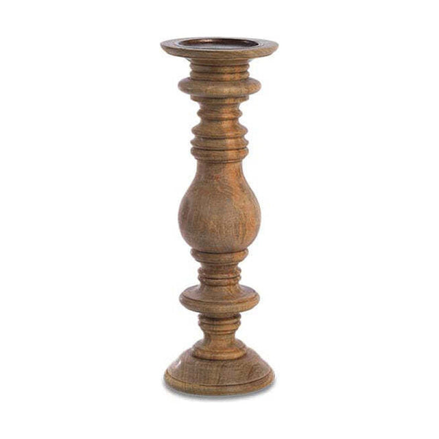 Akello Turned Mango Wood Candlestick - Natural