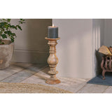 Akello Turned Mango Wood Candlestick - Natural