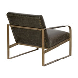 Adra Leather & Brass Armchair - Moss Green