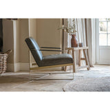 Adra Leather & Brass Armchair - Moss Green