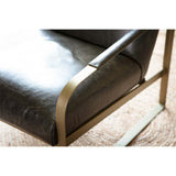 Adra Leather & Brass Armchair - Moss Green