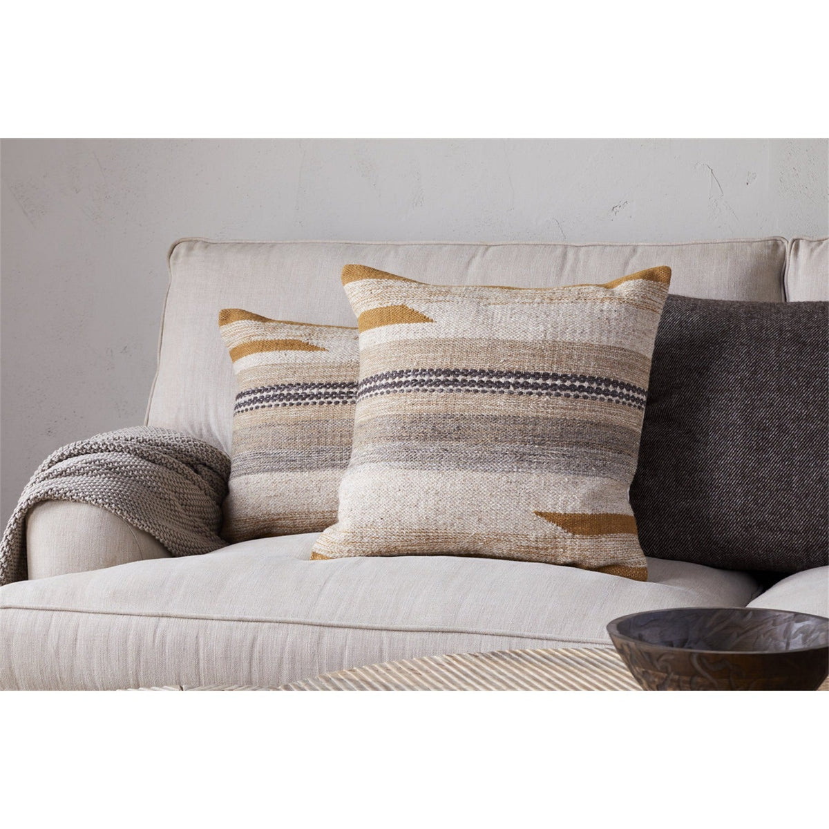 Aravali 50 x 50cm Wool Cushion Cover - Ochre