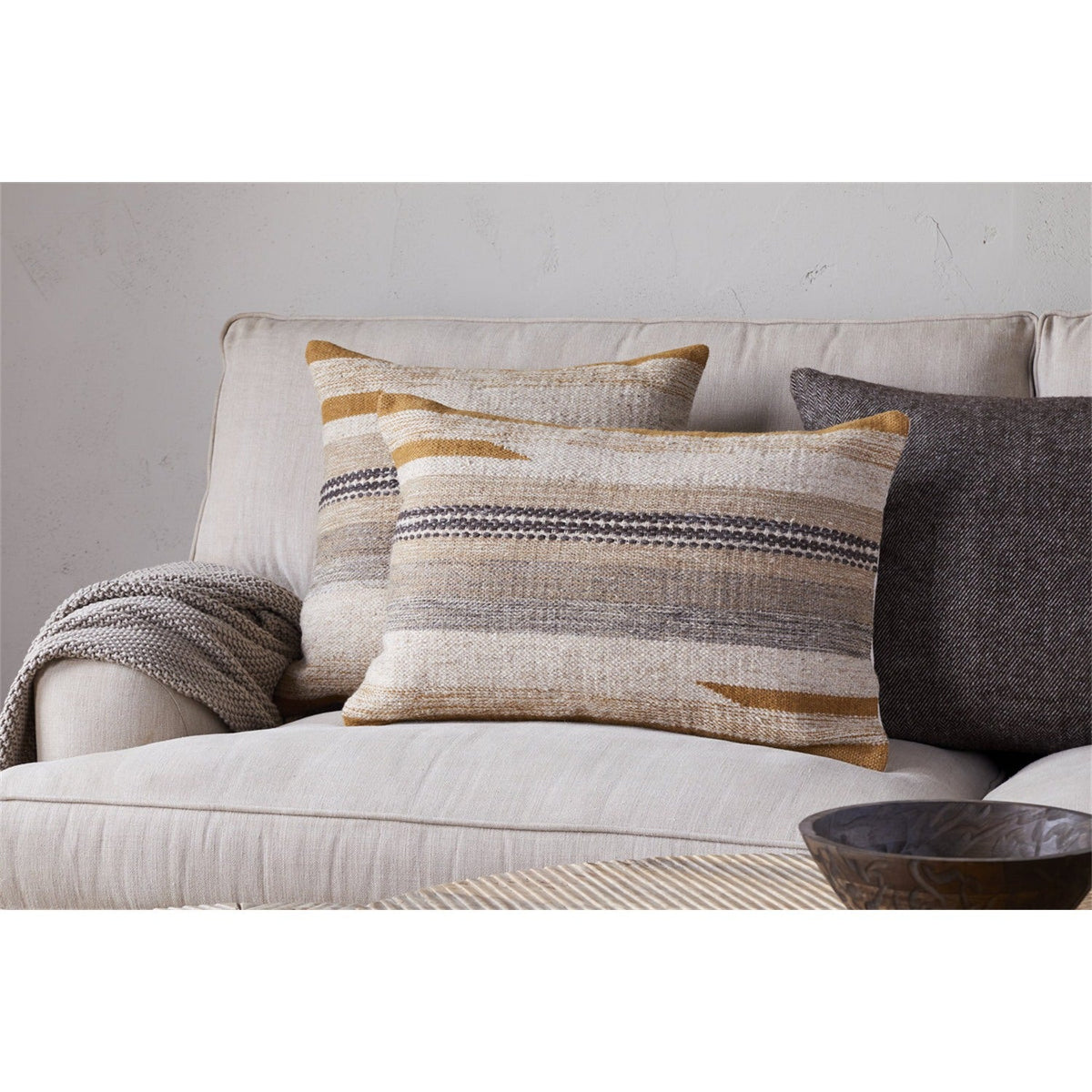 Aravali 60 x 40cm Wool Cushion Cover - Ochre