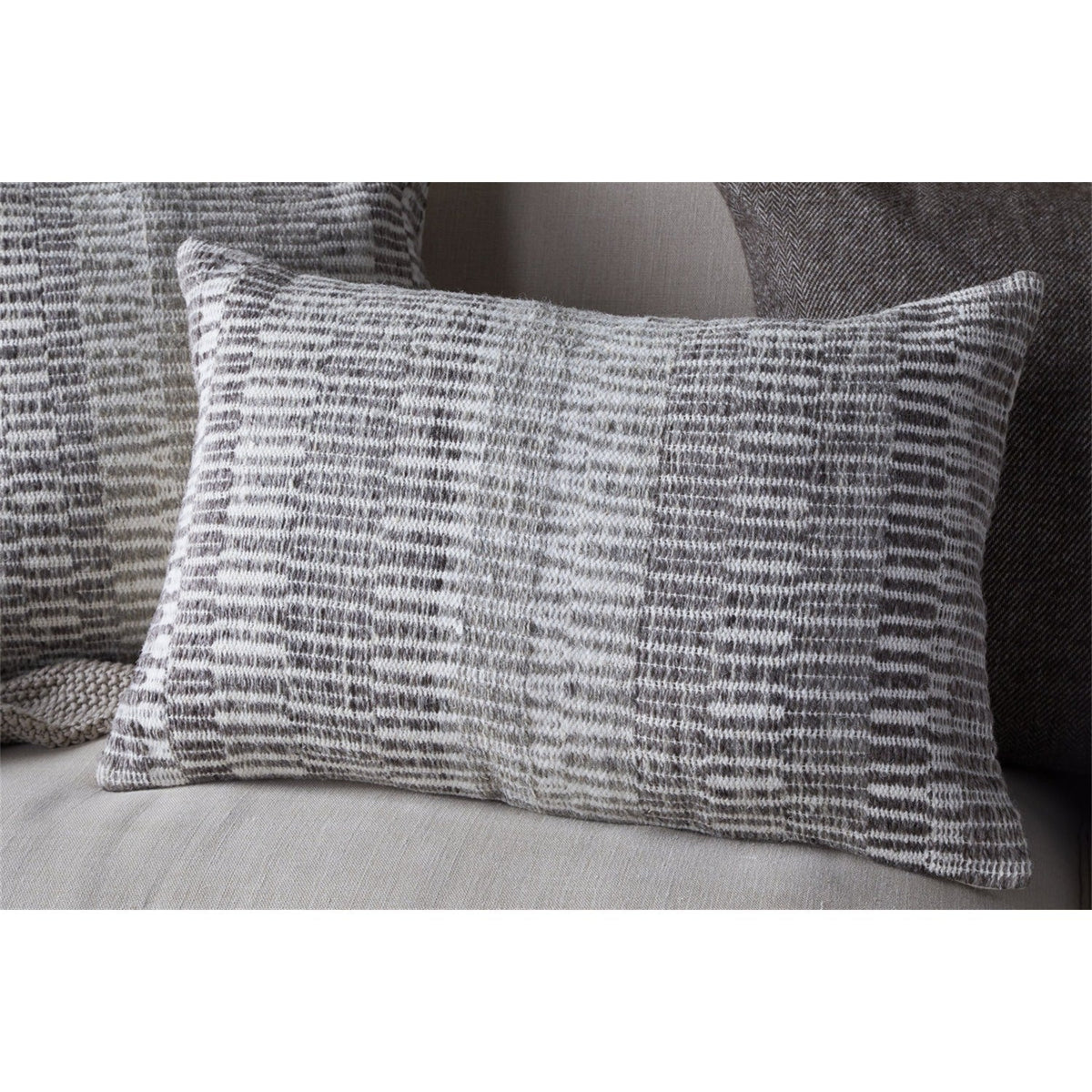 Aahna 60 x 40cm Wool Cushion Cover - Charcoal