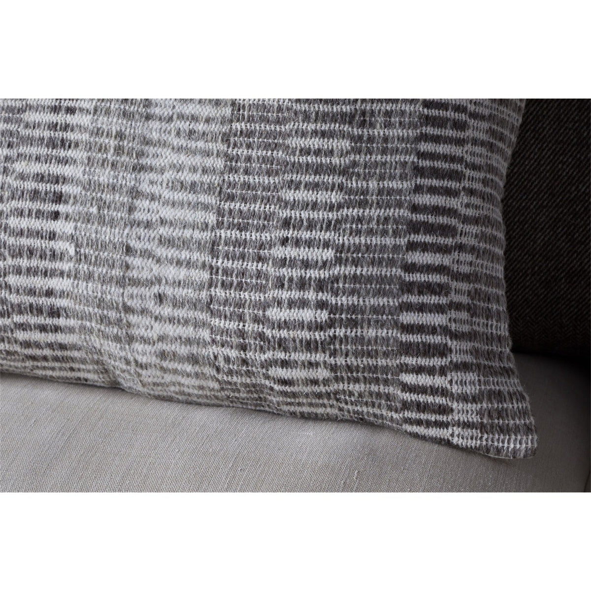 Aahna 60 x 40cm Wool Cushion Cover - Charcoal
