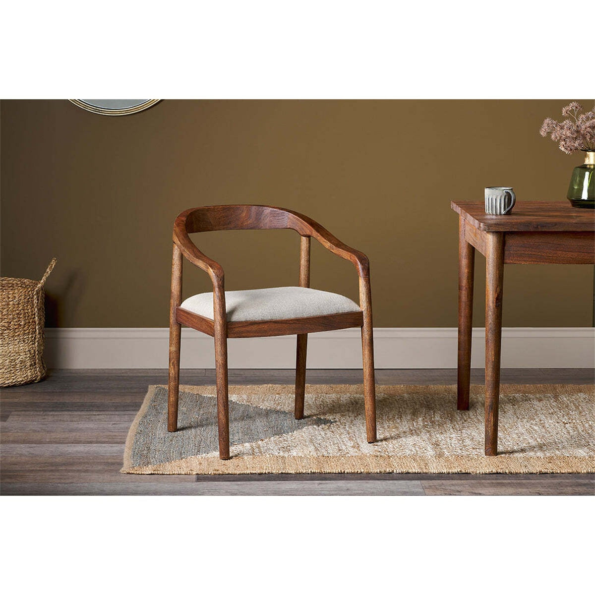 Anbu Acacia Upholstered Dining Chair - Washed Walnut