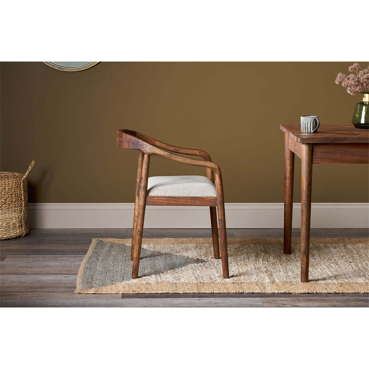 Anbu Acacia Upholstered Dining Chair - Washed Walnut