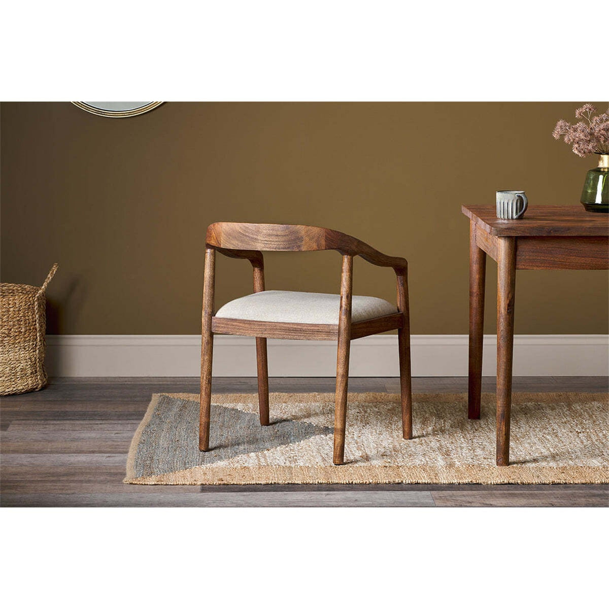 Anbu Acacia Upholstered Dining Chair - Washed Walnut