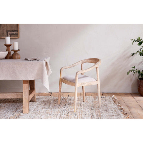 Anbu Mango Wood Upholstered Dining Chair - Natural
