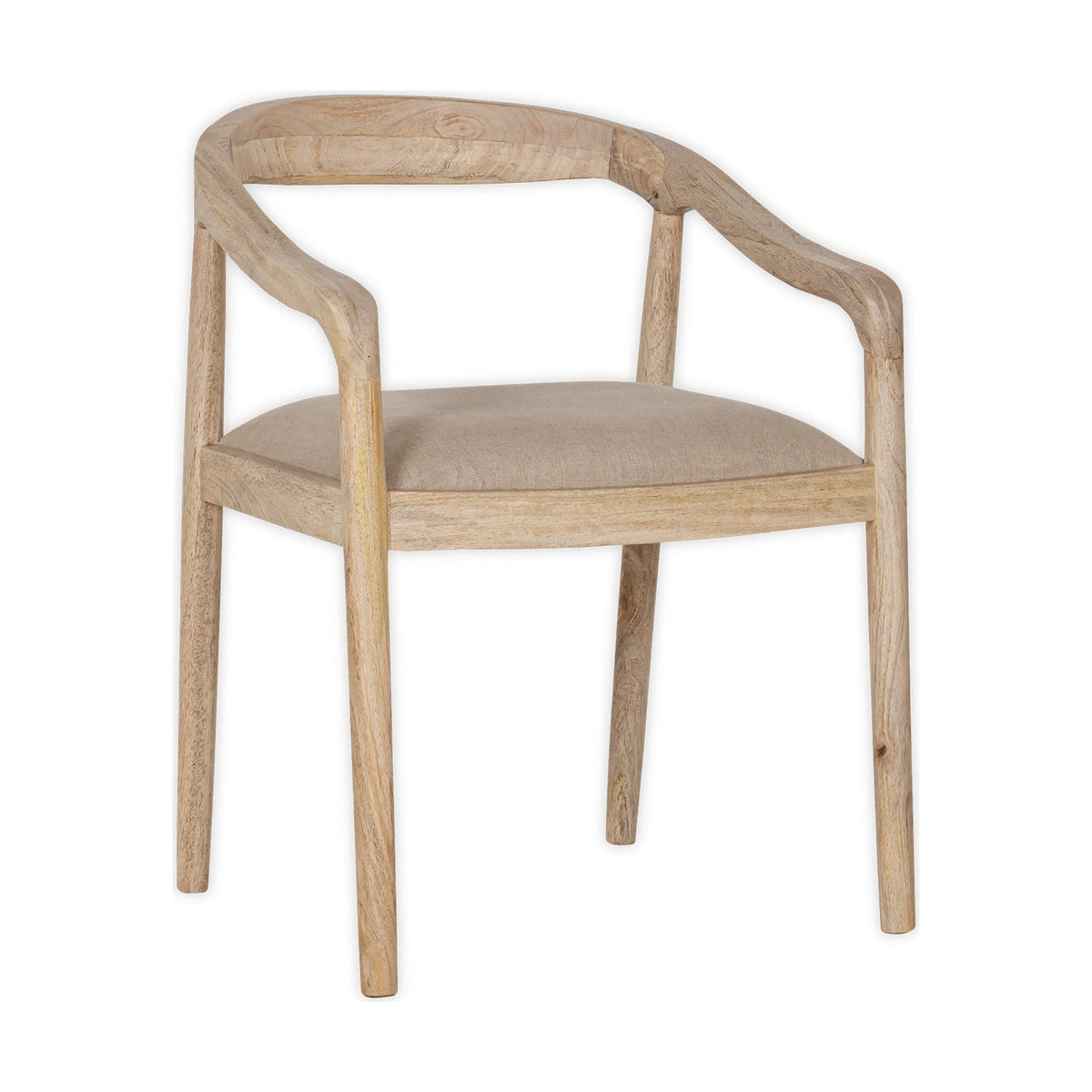 Anbu Mango Wood Upholstered Dining Chair - Natural