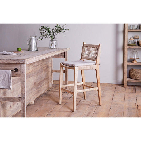 Aamani Mango Wood Cord Back Counter Stool - Natural
