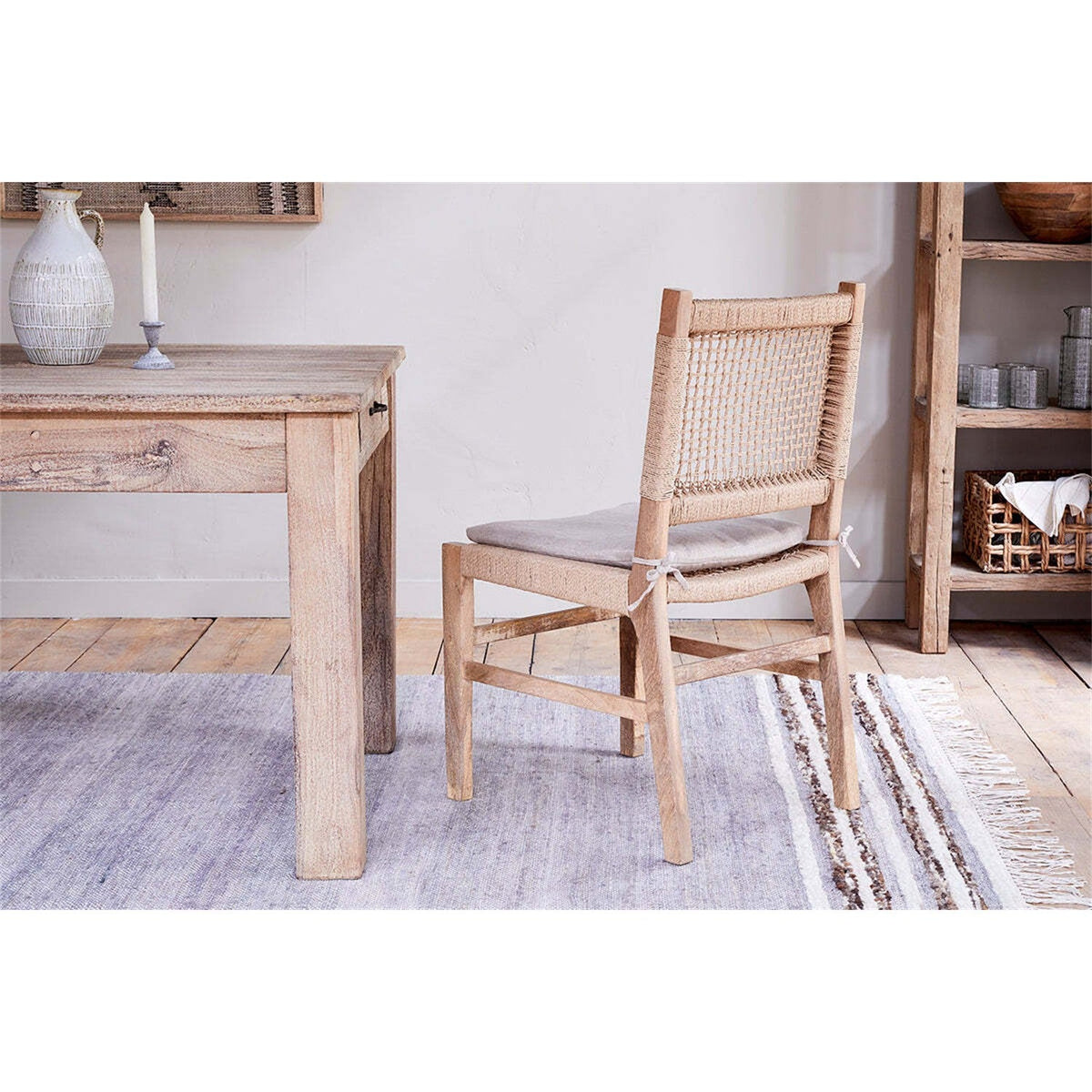 Aamani Mango Wood & Cord Dining Chair - Natural