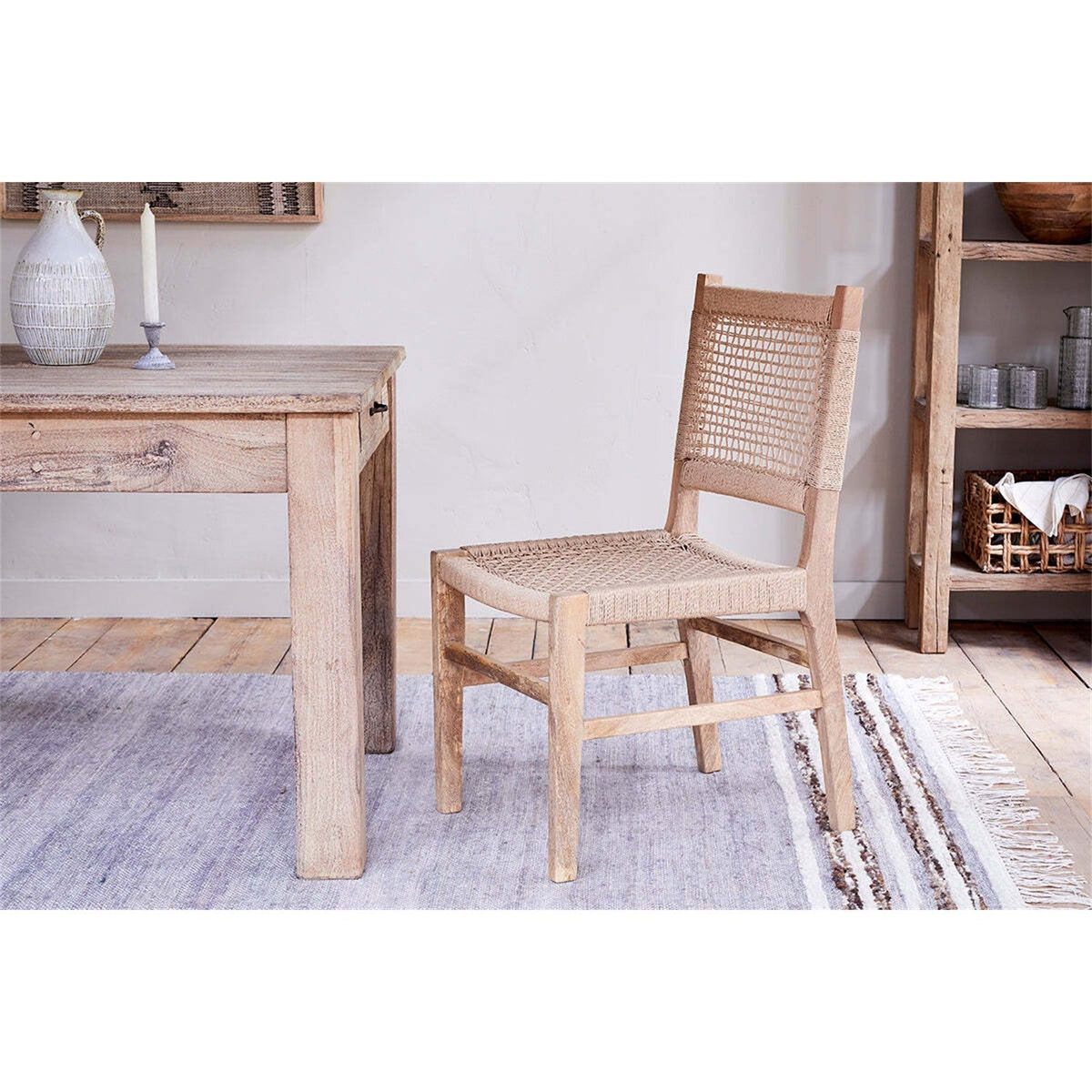 Aamani Mango Wood & Cord Dining Chair - Natural