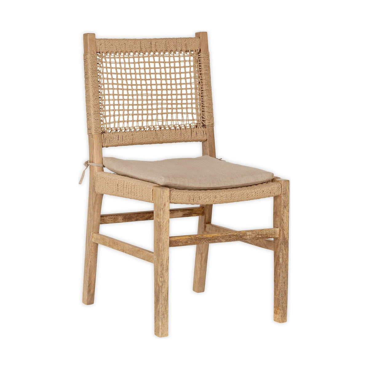 Aamani Mango Wood & Cord Dining Chair - Natural
