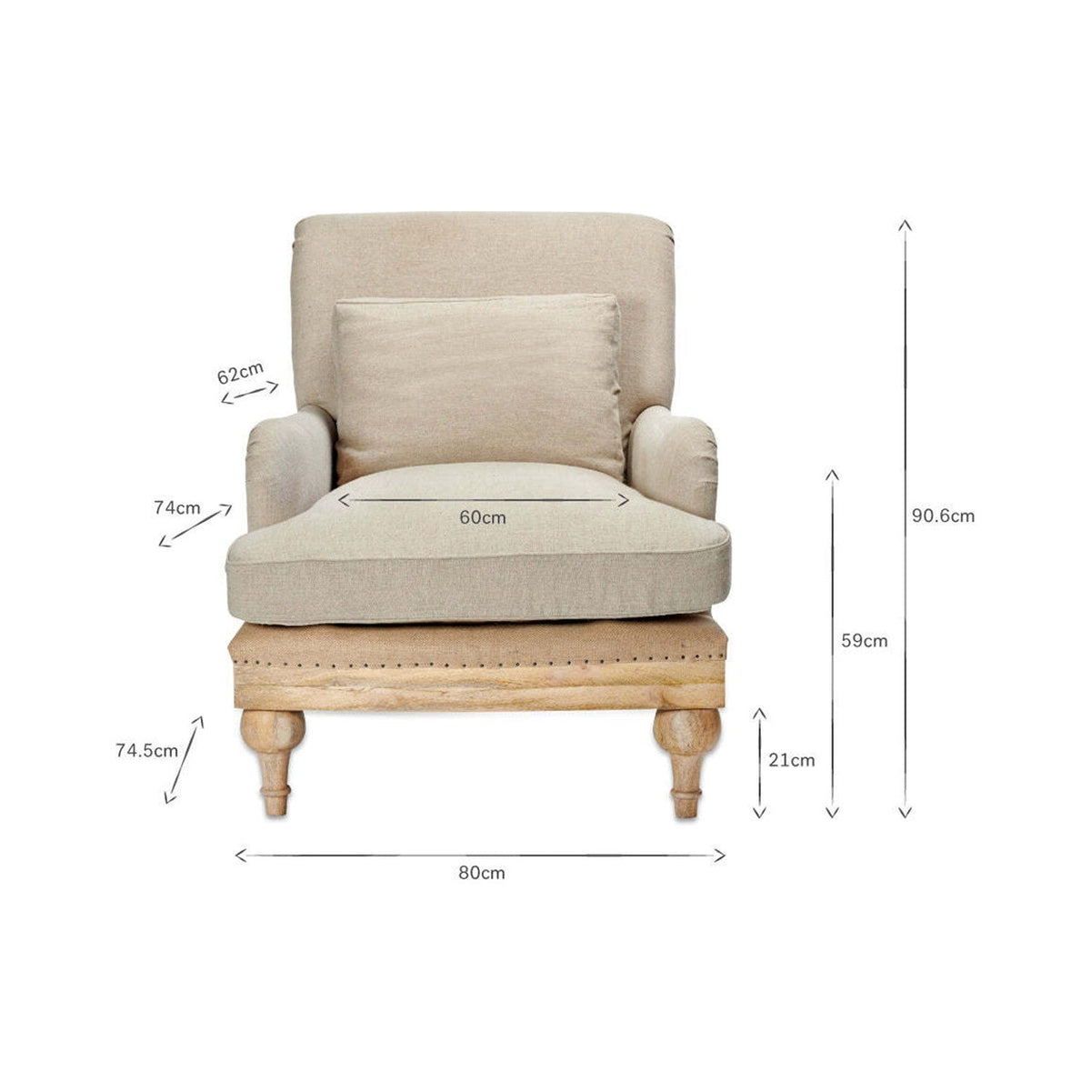 Abe Deconstructed Linen Armchair - Stone