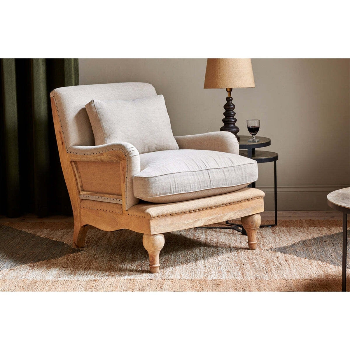 Abe Deconstructed Linen Armchair - Stone